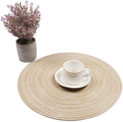 China New Arrival Kitchen 18/38CM Viable Natural Woven Grass Washable Cotton Heat Resistant Round Felt Mats Cup Dish Placemats Table Mats for sale