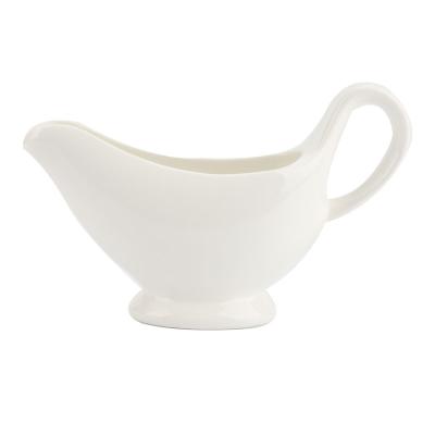 China Sustainable New Arrival 3/5/7OZ Restaurant Funny White Ceramic Gravy Boat Bowl Salad Steak Sauce Boat Milk Frothing Pitcher Cup Jug for sale