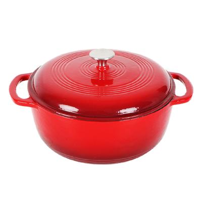 China Sustainable New Arrival Kitchen 28CM 7L Classic Non-Stick Red Seasoned Camp Cast Iron Enameled Dutch Oven Pot with Lid for sale