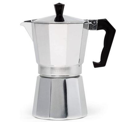 China Sustainable New Arrival Wholesale Outdoor 1/2/3/6/9/12 Cups Aluminum Stovetop Espresso Coffee Maker Classic Italian Coffee Moka Pot for sale