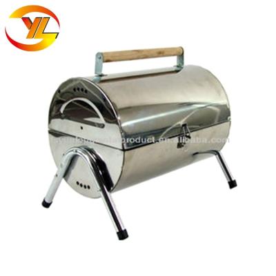 China Easily Assembled Wholesale Cylinder Oil Can 201 Stainless Steel 304 430 Outdoor Foldable Camping Portable 2 In Twins 1 Cook BBQ Grill Grill for sale