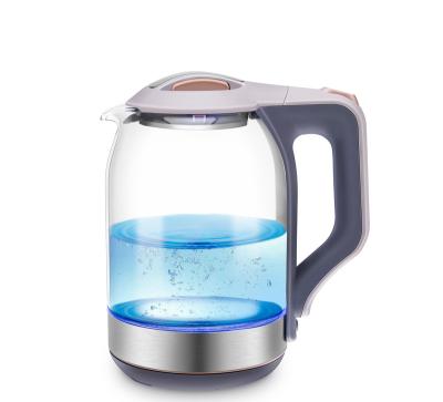 China 360 Degree Kitchen Kettle Hot LED Glass Parts Drip Coffee Appliances Electric Blue Body Boiler Kettle Low Rotation Gooseneck for sale