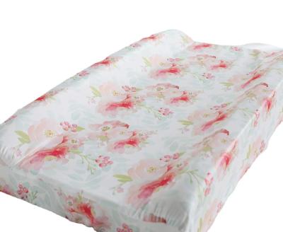 China Folded Baby Crib Bedding Protector Changing Blanket (Floral Pink Mint) for sale