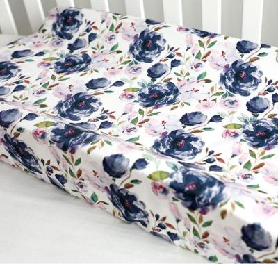 China Baby Boy Crib Bedding Pad Cover Folded Changing Table Pads (Floral Purple Watercolor) for sale