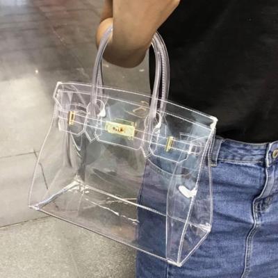 China 2021 Fashion Wholesale Famous Brand PVC Unique Luxury Handbags Clear Jelly Purse Transparent Handbag for sale