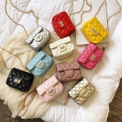 China Daily 2021 Cute Children New Fashion One-shoulder Revolving Diamond Chain Mini Crossbody Coin Lock Purse Bags for sale