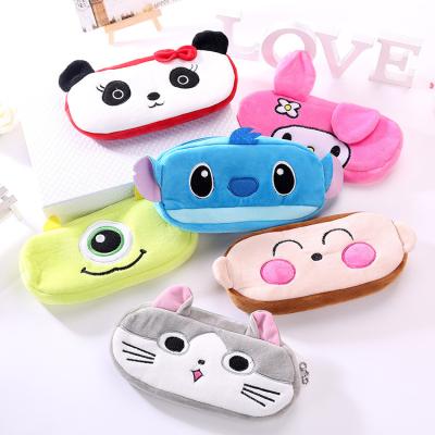 China Large capacity daily creative simple soft stationery short zipper children's cartoon plush storage pencil case coin purse bags for sale