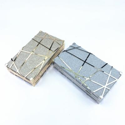 China New Fashion Design Metal Strip Texture Ladies Party Dress Box Square Glitter Bling Sequined Clutch Bag for sale