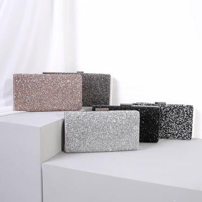 China Fashion Hot Selling Ladies Makeup Phone Puholding Box Lasts Glitter Rhinestone Bling Square Evening Bags Clutches for sale