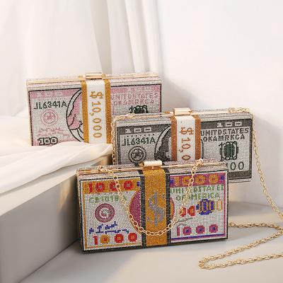 China Fashion Most Popular Luxury Woman Clutch Dollor Handbags Even Bling Glitter Diamond Purses Bags for sale