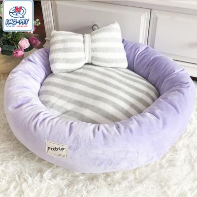 China Ultra Soft Washable Cat Nest Pet Beds Washable Faux Velvet Dog Cushion Travel Around Luxury Dog Bed for sale