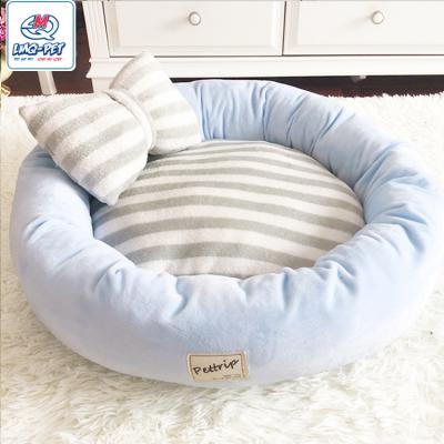 China Warm Round Cheap Travel Soft Plush Dog Bed With Small Pillow Sleep Cushion Cat Dog Bed for sale