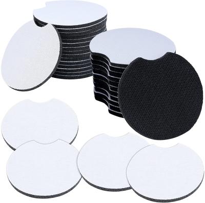 China Viable In Stock Anti Slip White Natural Rubber Neoprene Round Car Cup Coaster For Sublimation for sale