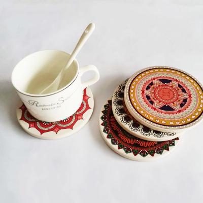 China 2021 Newest Sustainable High Quality Marble Absorbent Ceramic Mug Coaster With Stand With Free Sample for sale