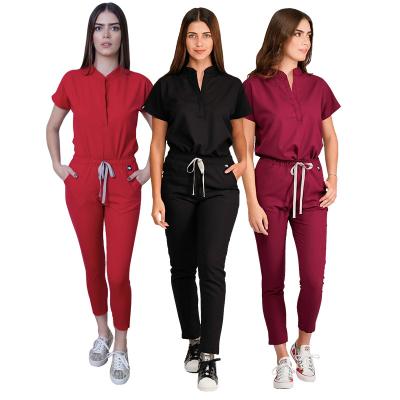 China New Logo Hospital Uniforms Medical Scrubs Customized 2022 fashion label woven leg pants pants nursing uniform sets for sale