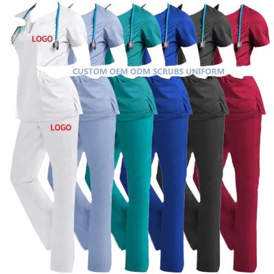 China 2023 Comfortable Teal Scrubs Pants Uniforms Sets Custom Wholesale Medical Suits Jogger Hospital Uniforms Female Nursing Scrub Sets With Logo for sale