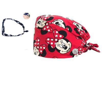 China Fashionable Print Medical Surgical Hat New Cotton Pet Doctor Work Hat Sweat-absorbent Spa Care Scrub for sale