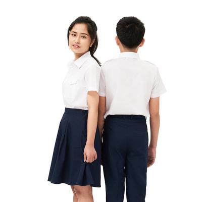 China School Academic Uniform For Secondary Students Customized Design White Unisex Shortsleeve Shirt For Sale for sale