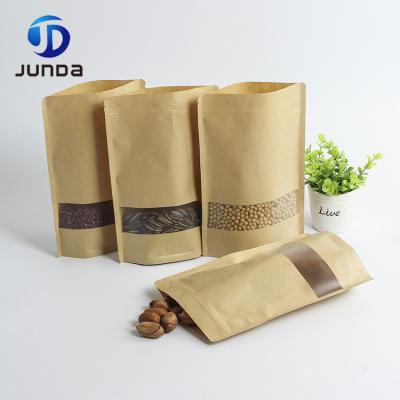 China Wholesale Recyclable Kraft Brown Food Packaging Paper Bags With Window for sale