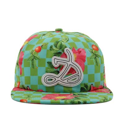 China JOINT Custom Fit Snapback Hats Floral Print Snapback Hat 100% Polyester Snapback Hat for sale