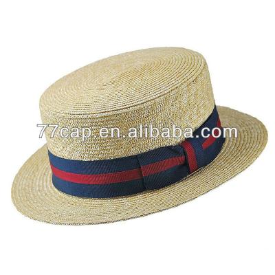 China Striped Paper Straw Boater Hat for sale