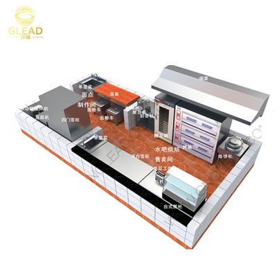 China New Design Stainless Steel Commercial Kitchen Customized Cooking Room Project With Drinking Bar Design for sale