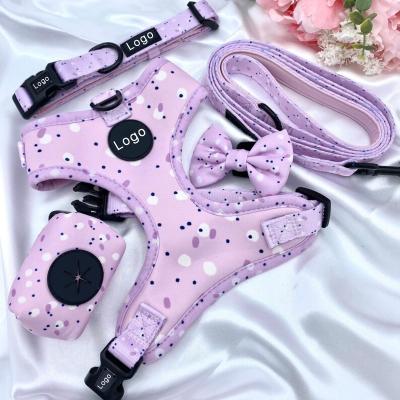 China Padded Sublimation High Quality Neoprene Adjustable No Pull Front D Buckle Designer Luxury Custom Dog Harness for sale