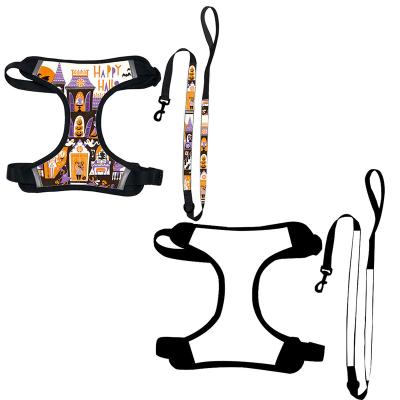 China DIY Padded Self Sublimation White Adjustable Plain Nylon No Pull Breathable Neoprene Harness And Leash Set for sale