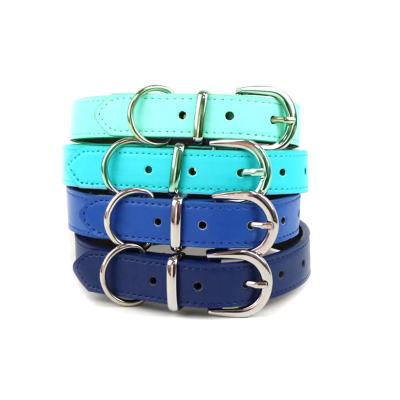 China Padded Soft Handmade Pet Shaping Outdoor Sports Waterproof Classic Vegan PU Leather Collars for sale