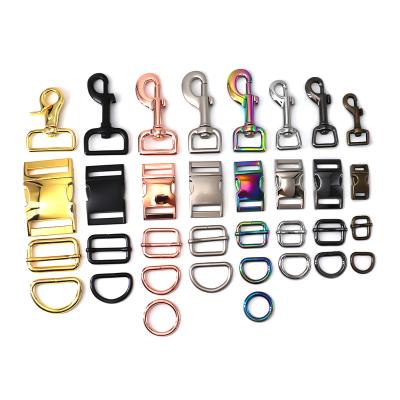 China Pet Collar Manufacturer Custom Color Nickle Plating Quality Pet Hardware Quick Release Dog Collar Metal Side Buckle for sale