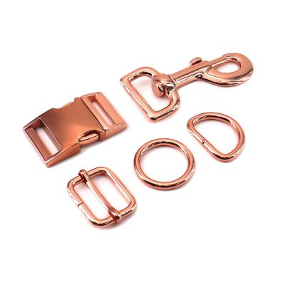 China Adjustable Snap Hook D Ring Side Release Buckle Dog Collar Metal Buckle Custom Snap Pet Collar Snap Hook for sale