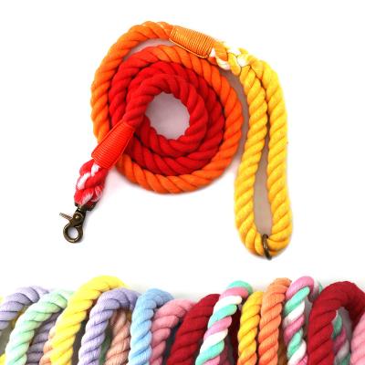 China Heavy Duty Strong Durable Padded Rope Handmade Durable Dog Collar Double Braided Pet Cotton Dog Rope Leash for sale