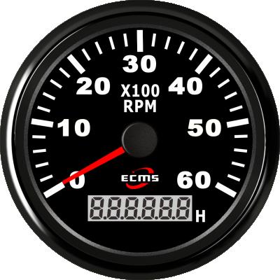 China ECMS Diameter 85 Mm Boat Engine Outboard Tachometer With Hour Meter Rev Counter 6000 RPM PMH3-WS-6KL for sale