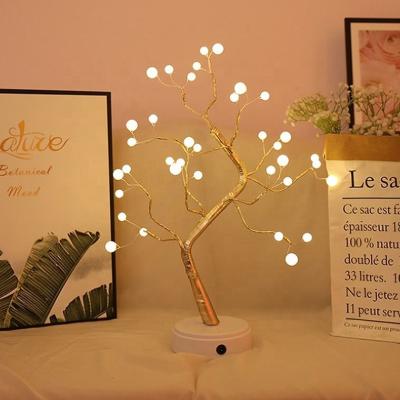 China LED Tree Light Christmas Decorations USB Bead Tree Lights Tabletop Bonsai Tree Light with 36LED Beads LED for Party Decoration for sale