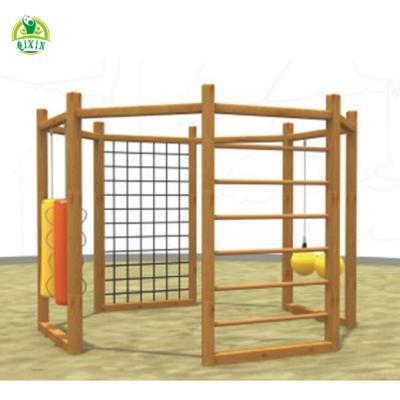 China Wooden Frame Wooden Playground Kids Outdoor Playground Equipment Preschool Outdoor Climbing for sale