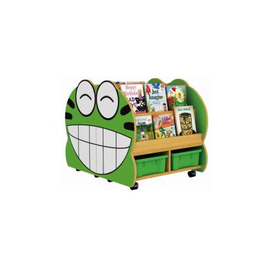 China School/kindergarten/KFC ect. Lovely frog design exhibition book shelves/double sided book shelves/wooden book shelves QX-202D for sale