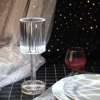 China Modern Modern Crystal Table Lamp Three Tier Touch Dimming Bedside Lamp USB Rechargeable Decoration Lamp for sale