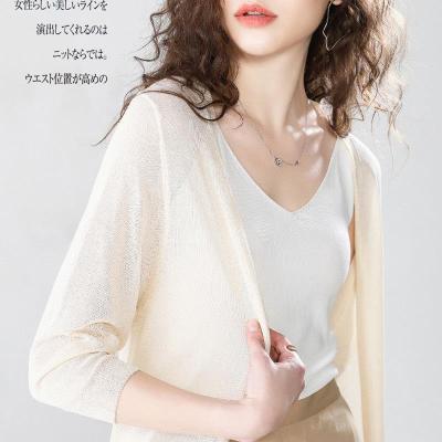 China Large shirt 2022 summer new summer sexy V-neck loose cardigan loose anti-pilling sunscreen women's sweater for sale