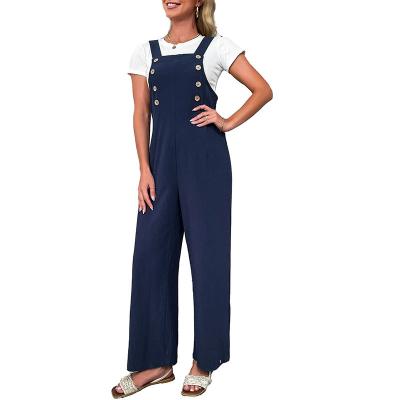 China 2022 new summer QUICK DRY blue straight women's jumpsuits fashion European and American trousers for sale