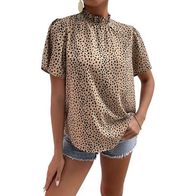 China ll Fashion Leopard T-shirt New Design Ladies Anti-wrinkle European And American French Top Short Sleeve Small Design for sale