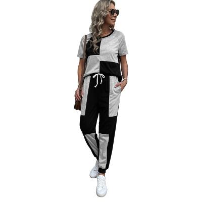 China Wholesale Price QUICK DRY Fashion Women's T-Shirt Pants Splice Casual Suit for sale