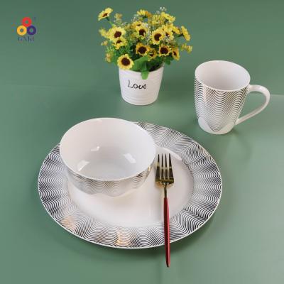 China Wholesale New Arrival Sanhuan GXKC Cups Dinner Set Viable Luxury Gray Color Luster Wholesale Dish Sets for sale