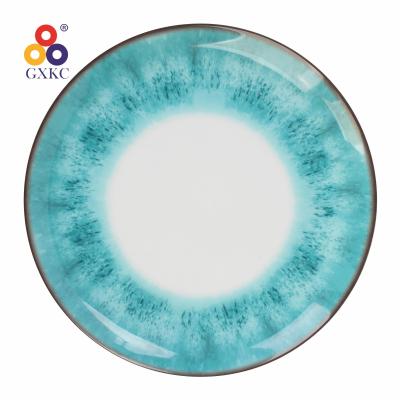 China SanHuan Sustainable Wedding Green Design 10.5 Inch Porcelain Ceramic Dinner Plate for sale