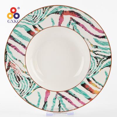 China Viable Nordic Colorful Design Restaurant Style Porcelain Ceramic Soup Dishes for sale