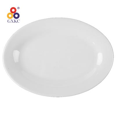 China Guangxi SanHuan GXKC Viable Western Simple White Ceramic Restaurant Wholesale Dish Oval Dish for sale