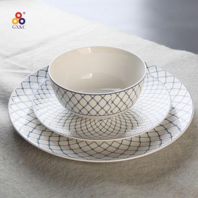 China Guangxi SanHuan GXKC USA Hot Sale Good Quality Model Viable Blue Glazed Porcelain Set Ceramic Ramen Rice Soup Bowl For Home for sale