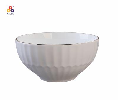 China Guangxi SanHuan GXKC Promotion New Year Ceramic Bowl Clear Big Porcelain Ramen Set Viable White Good Rice Soup for sale