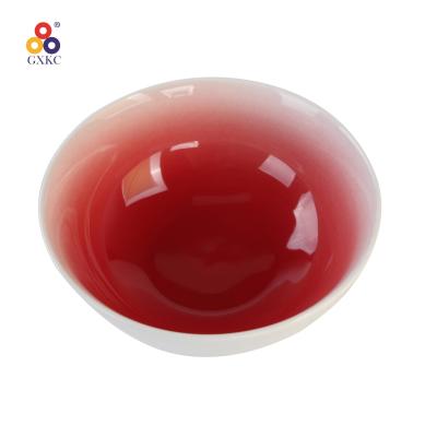 China GXKC Solid Color Viable Wholesale Red Porcelain Ceramic Coconut Salad Bowl for sale