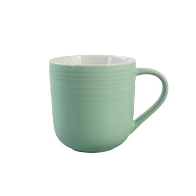 China SanHuan 400cc Sustainable Ceramic Tableware Porcelain Solid Color Custom Coffee Mugs for sale