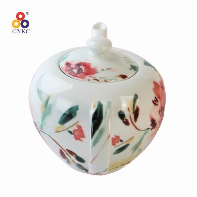 China New GXKC Viable Exquisite Bone China 1100cc Heart Shaped Teapot Ceramic With Handle for sale